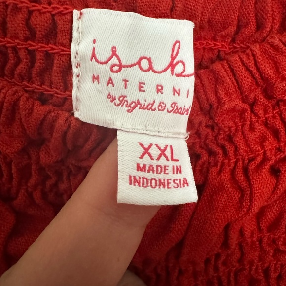 Isabel Maternity by Ingrid & Isabel Red Smocked Puffed Sleeve Tiered Dress - Picture 4 of 5